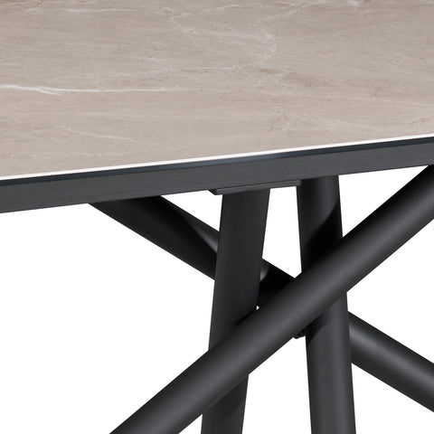 Sydney Warm Mocha Ceramic Extending Dining Table with Bench & Chairs