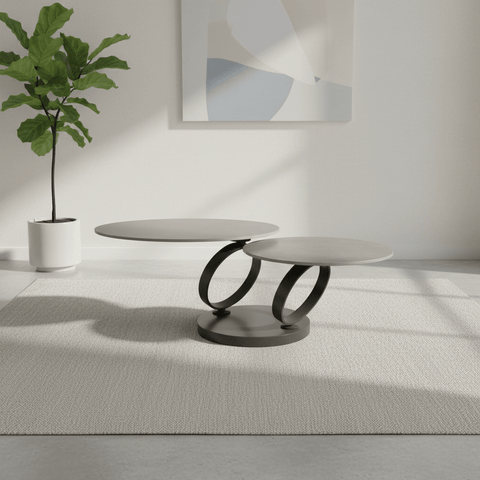 Synchrono Matte Grey Ceramic Swivel Extending Coffee Table