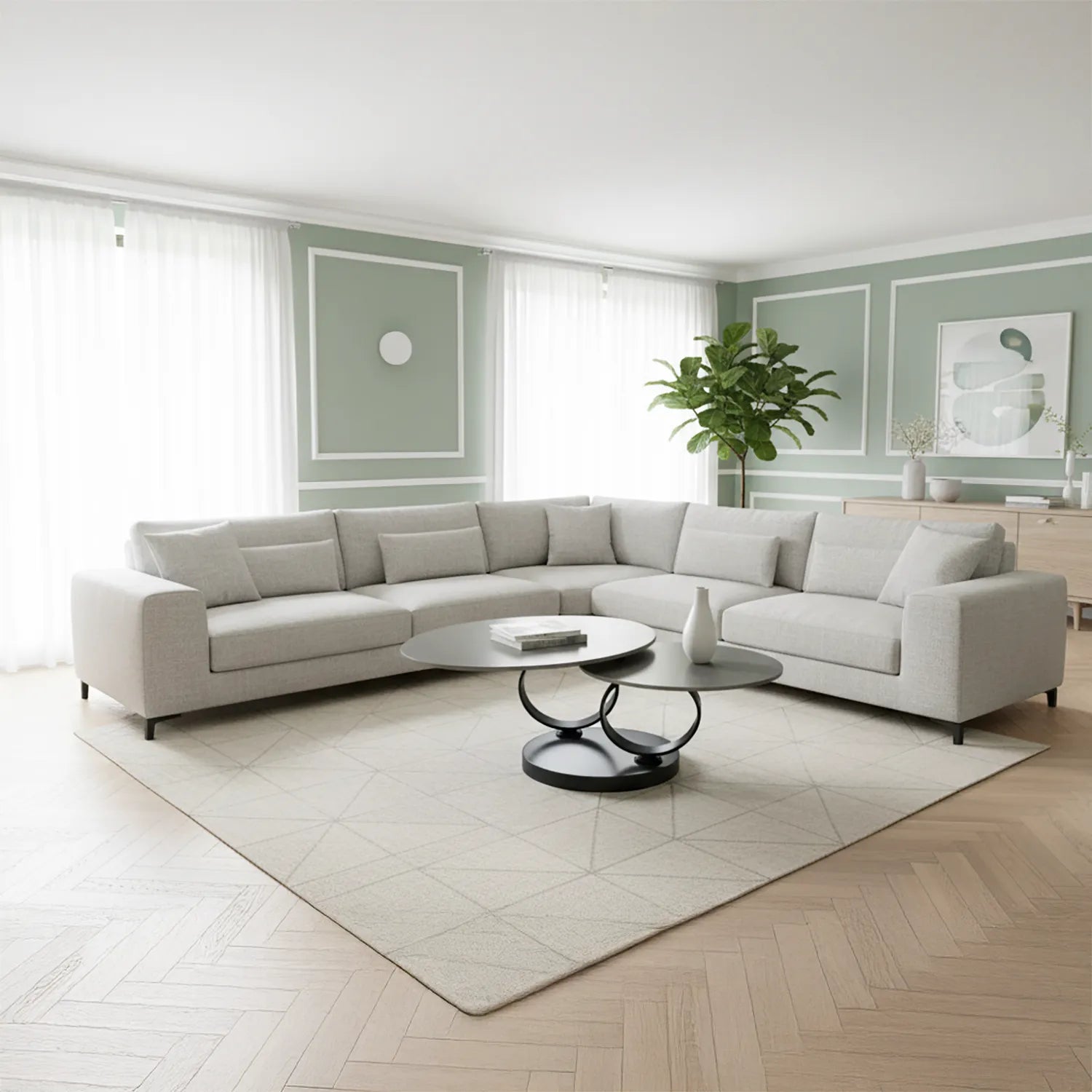 Synchrono Matte Grey Ceramic Swivel Extending Coffee Table - Pendle Village Furniture