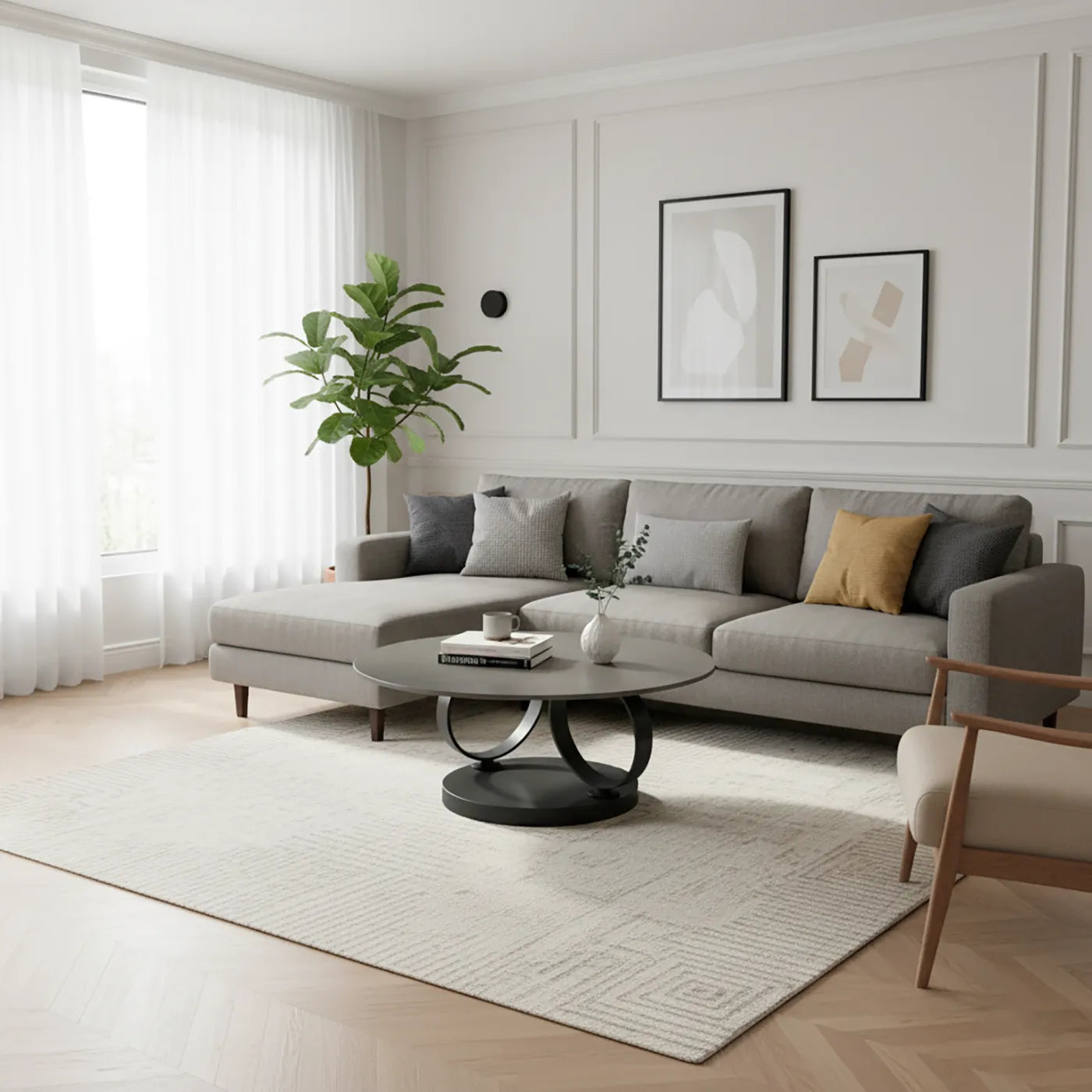 Synchrono Matte Grey Ceramic Swivel Extending Coffee Table - Pendle Village Furniture