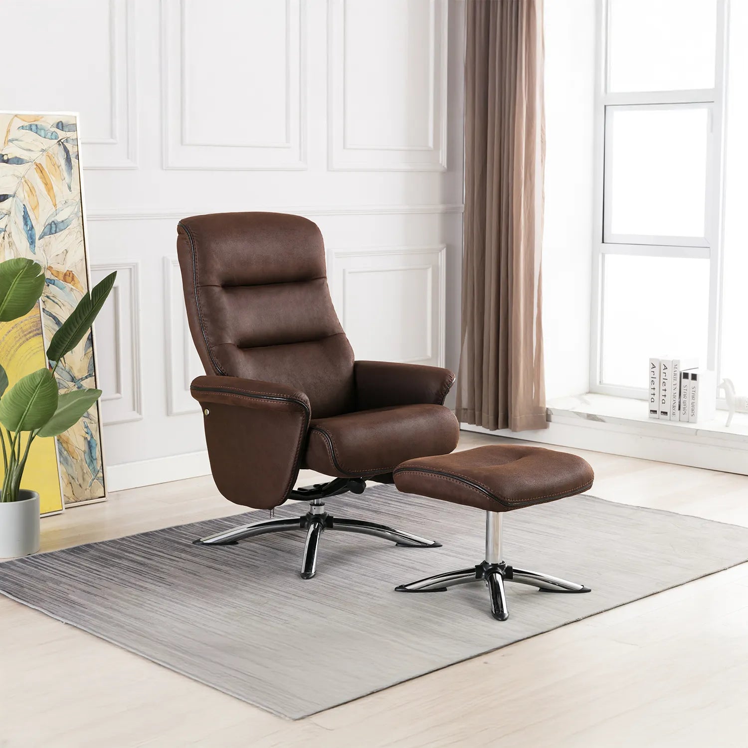 Tamworth Swivel Reclining Chair and Footstool - Pendle Village Furniture