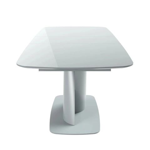 Contemporary light grey glass dining table for modern interiors