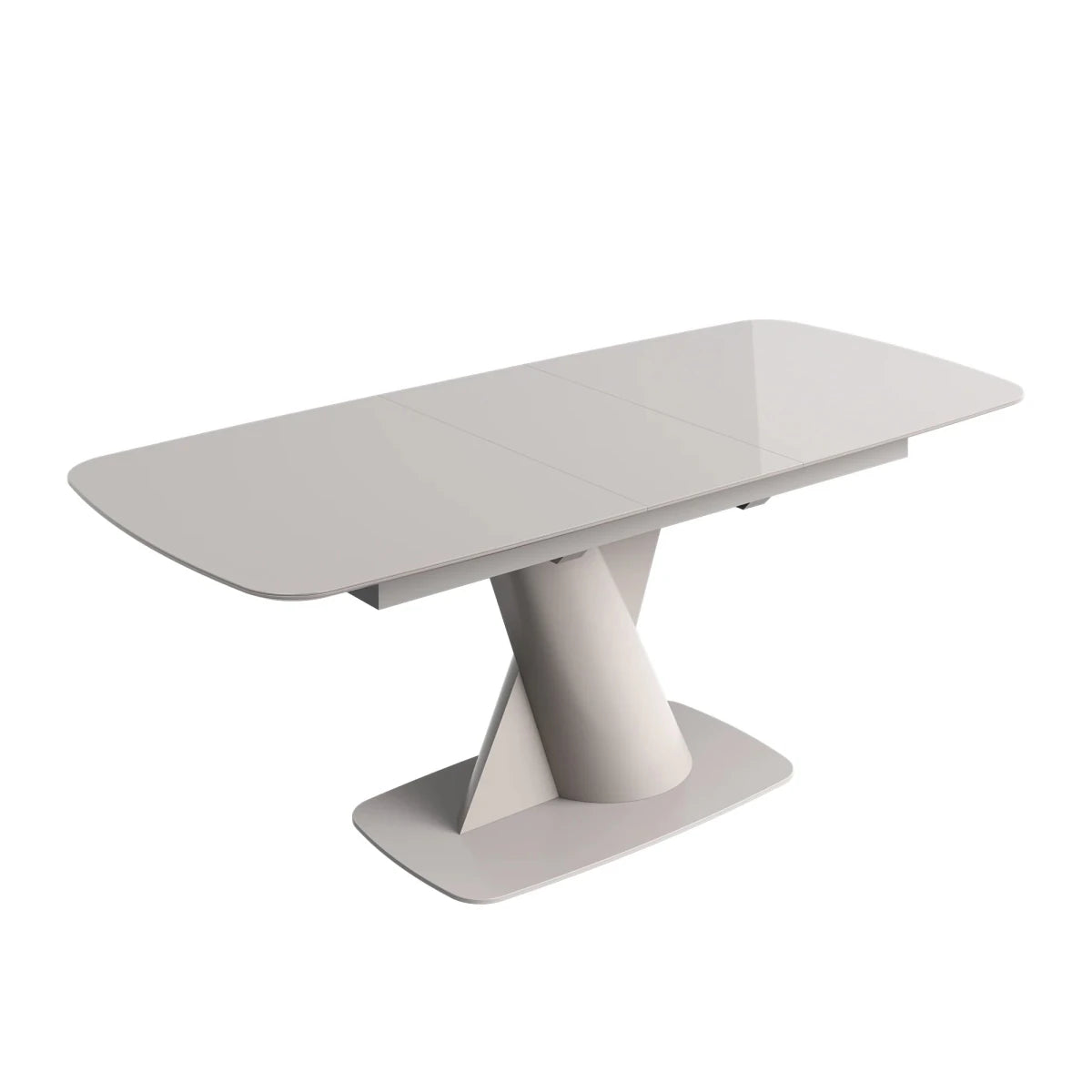 Lorenzano taupe glass top extending dining table closed position