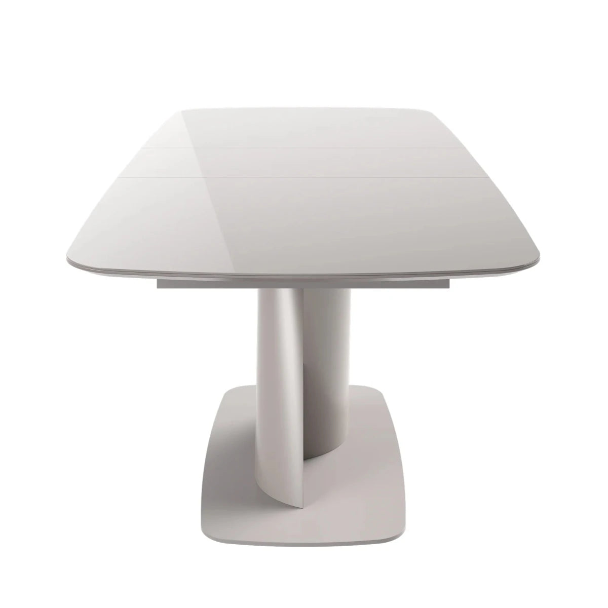 Lorenzano extending dining table in taupe extended to 200cm Side View