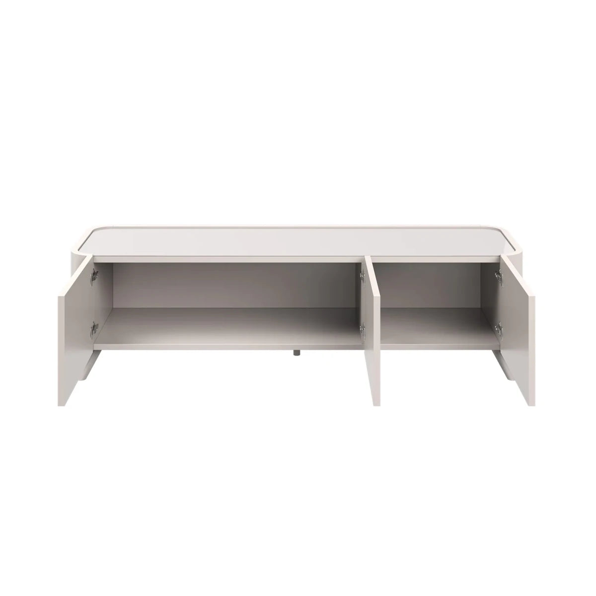 Lorenzano Taupe TV Unit - open doors