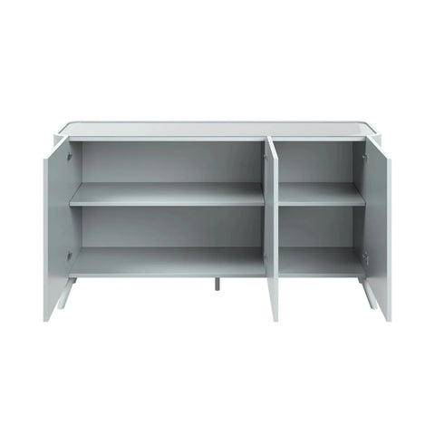 Lorenzano light grey sideboard front view - open doors