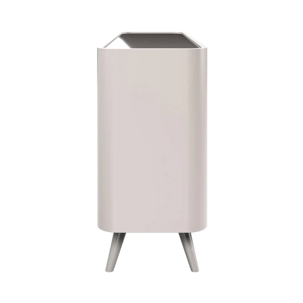 Modern taupe sideboard with tempered glass overlay - Side View