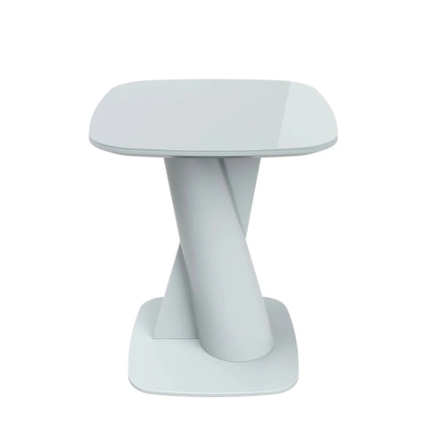 Modern light grey side table with sculptural base