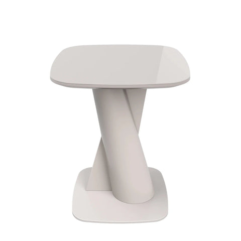 Lorenzano Taupe Side Table pedestal base