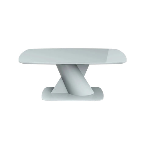 Lorenzano light grey glass top coffee table front view
