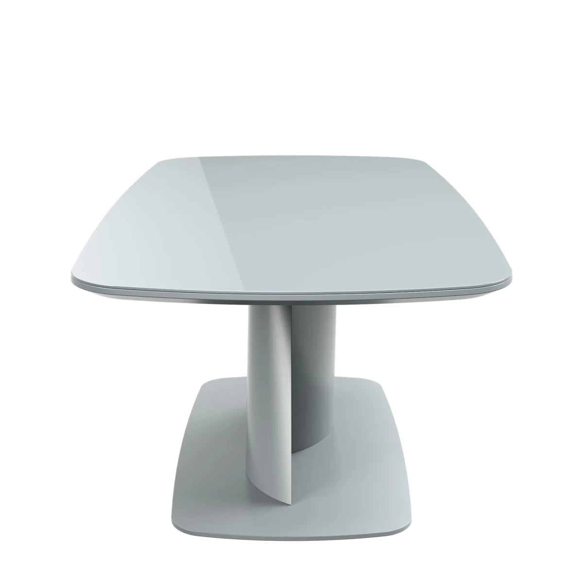 Lorenzano light grey glass top coffee table Side view