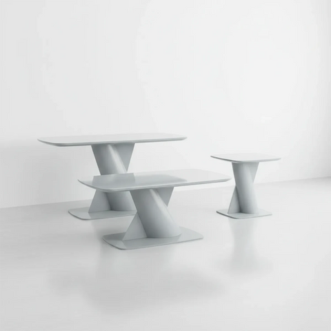 Lorenzano light grey glass top coffee table Console table and side table 