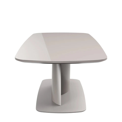 Lorenzano taupe glass top coffee table Side view