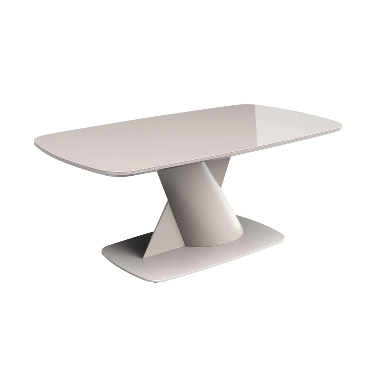 Lorenzano Taupe Coffee Table with a unique base design on a white background