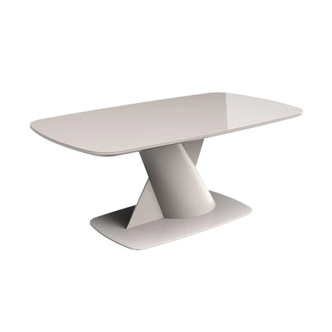 Lorenzano Taupe Coffee Table with a unique base design on a white background