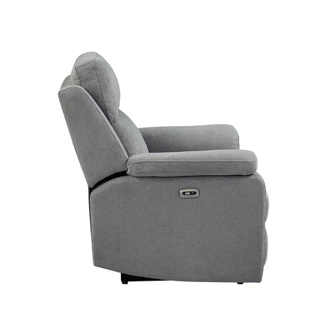Travis Grey Fabric Power Recliner Armchair - Pendle Village Furniture