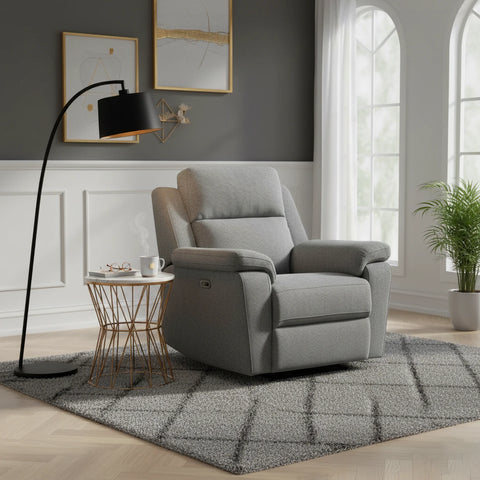 Travis Grey Fabric Power Recliner Armchair - Pendle Village Furniture