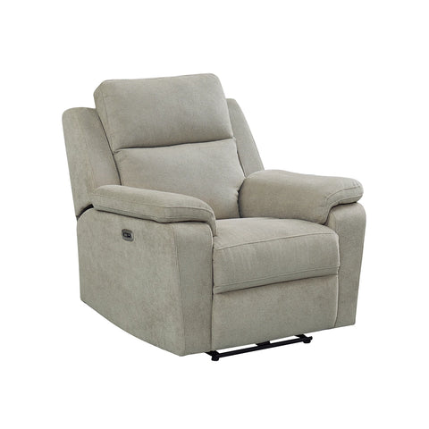 Travis Taupe Fabric Power Recliner Armchair - Pendle Village Furniture