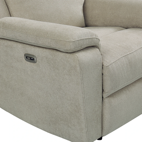 Travis Taupe Fabric Power Recliner Armchair - Pendle Village Furniture