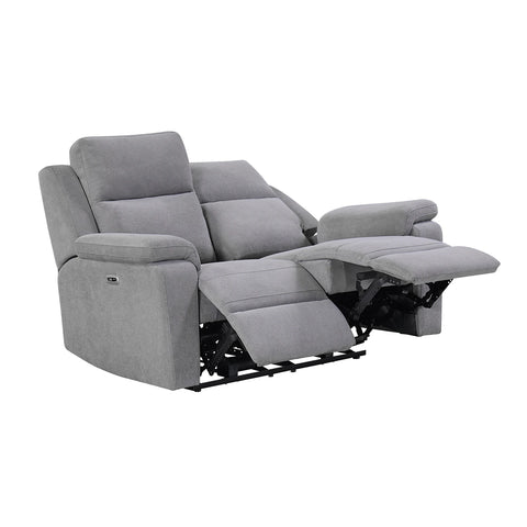 Travis Grey Fabric 2 Seater Power Recliner Sofa with USB Port - Pendle Village Furniture