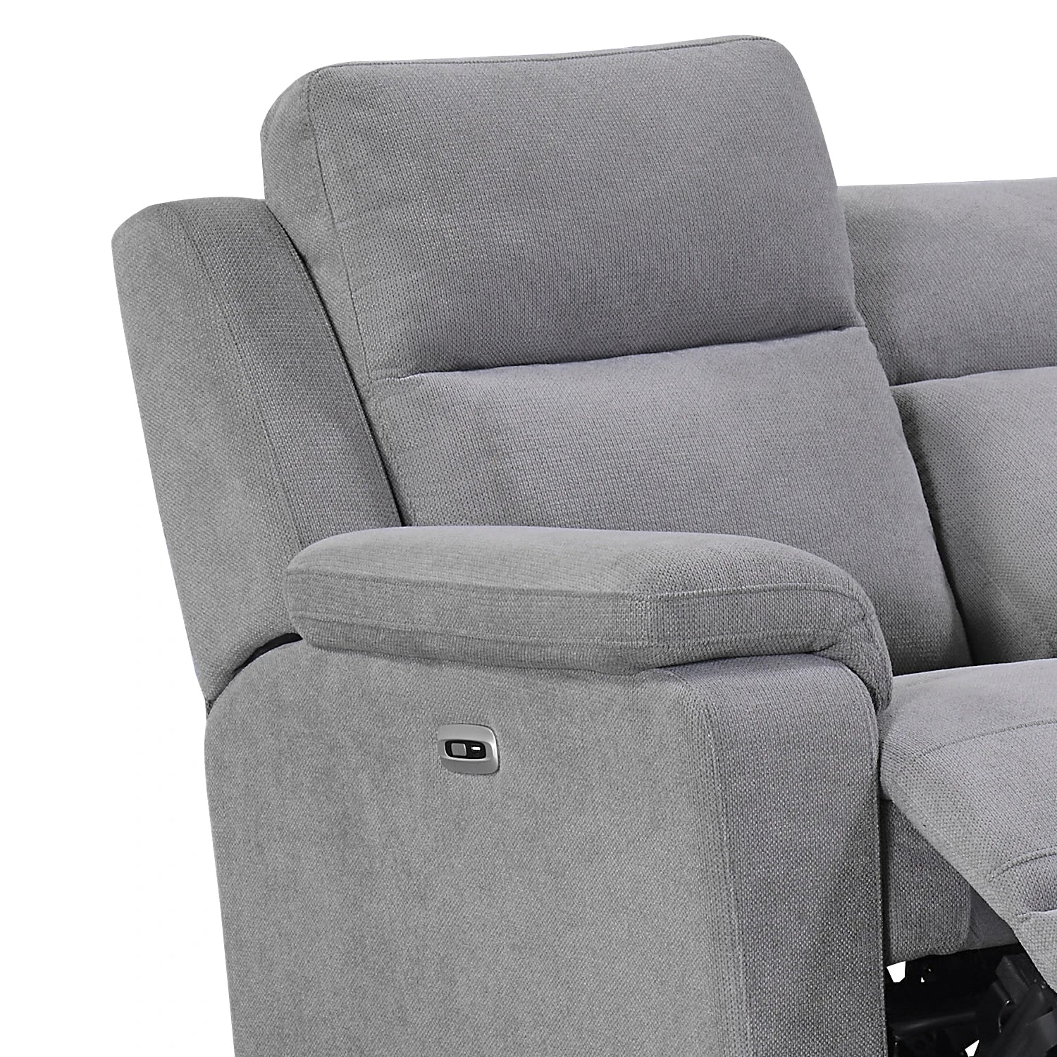 Travis Grey Fabric 2 Seater Power Recliner Sofa with USB Port - Pendle Village Furniture