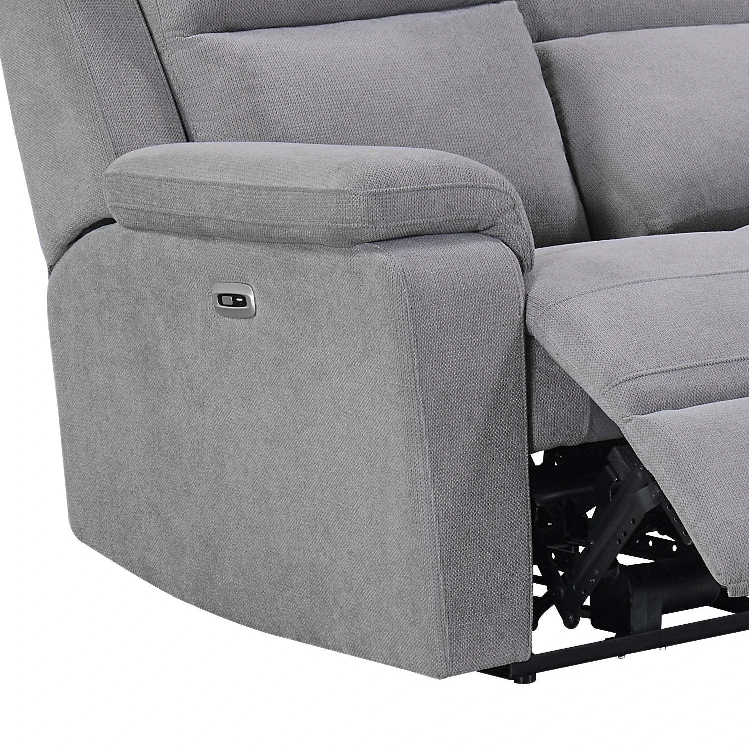 Travis Grey Fabric 2 Seater Power Recliner Sofa with USB Port - Pendle Village Furniture