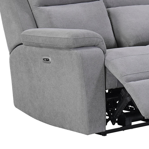 Travis Grey Fabric 2 Seater Power Recliner Sofa with USB Port - Pendle Village Furniture