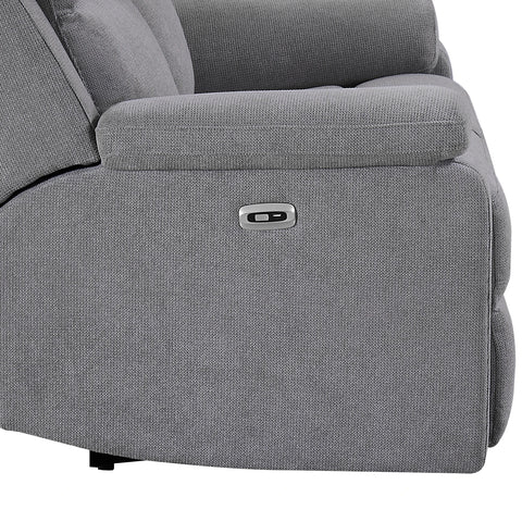 Travis Grey Fabric 2 Seater Power Recliner Sofa with USB Port - Pendle Village Furniture