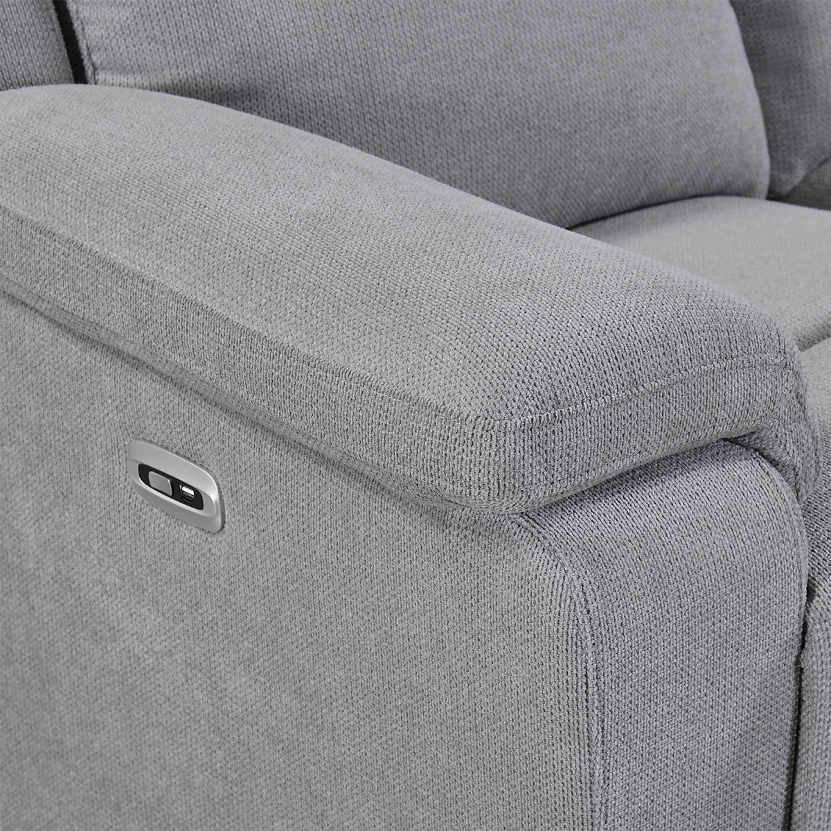 Travis Grey Fabric 2 Seater Power Recliner Sofa with USB Port - Pendle Village Furniture