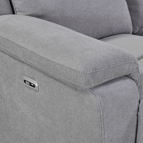 Travis Grey Fabric 2 Seater Power Recliner Sofa with USB Port - Pendle Village Furniture