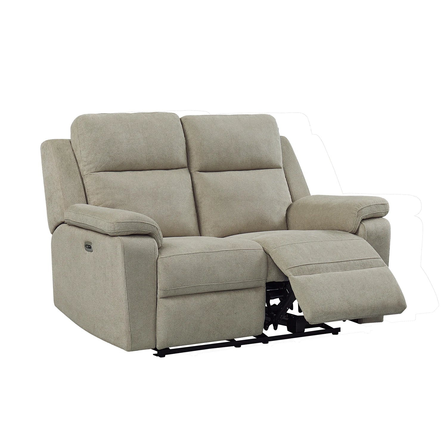 Travis Taupe Fabric 2 Seater Power Recliner Sofa with USB Port - Pendle Village Furniture