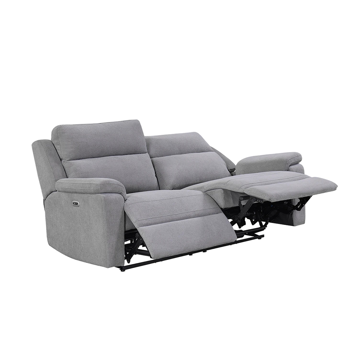 Travis Grey Fabric 3 Seater Power Recliner Sofa with USB Ports - Pendle Village Furniture