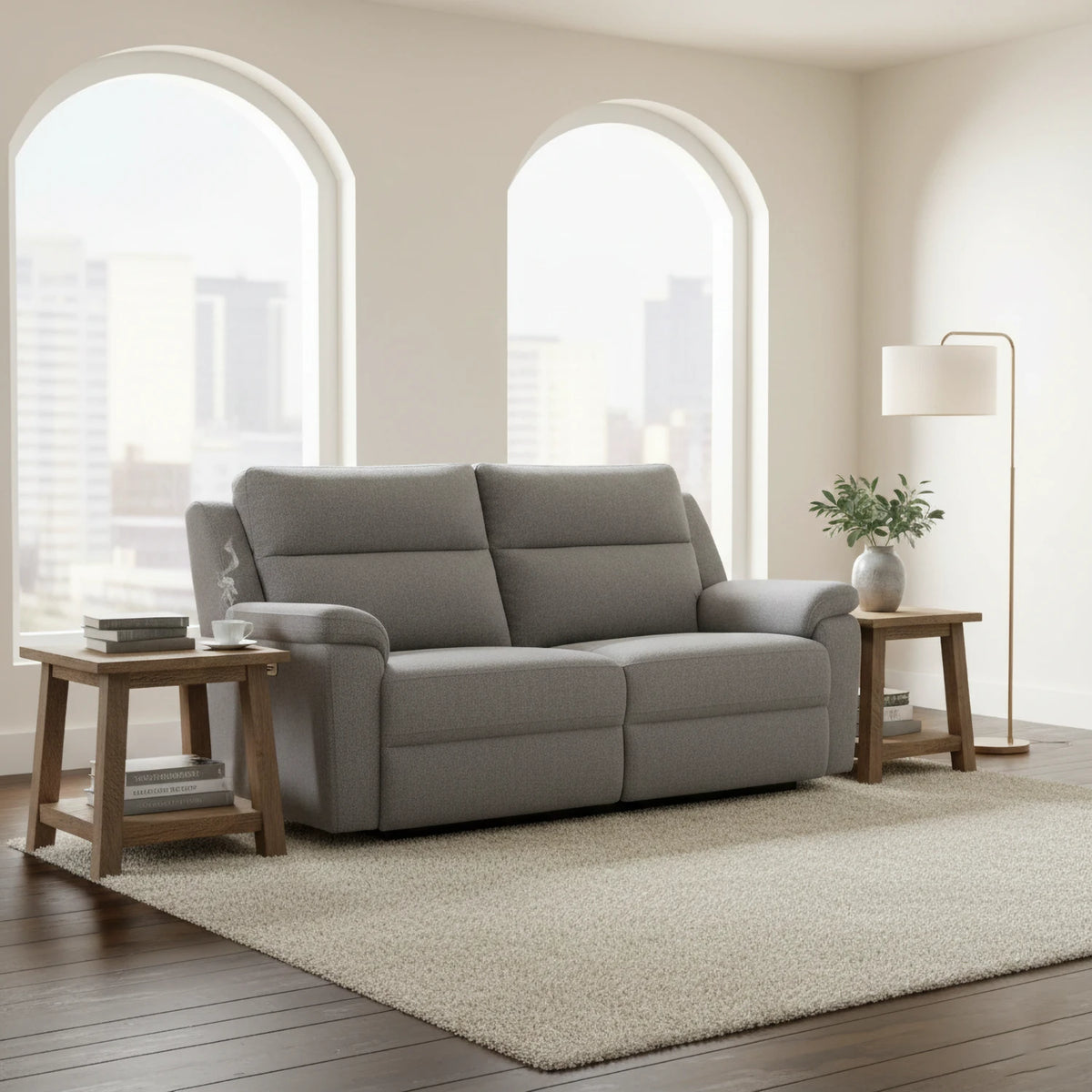 Travis Grey Fabric 3 Seater Power Recliner Sofa with USB Ports - Pendle Village Furniture