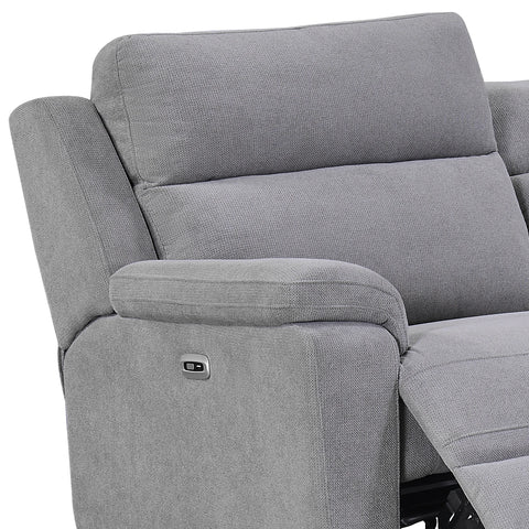 Travis Grey Fabric 3 Seater Power Recliner Sofa with USB Ports - Pendle Village Furniture