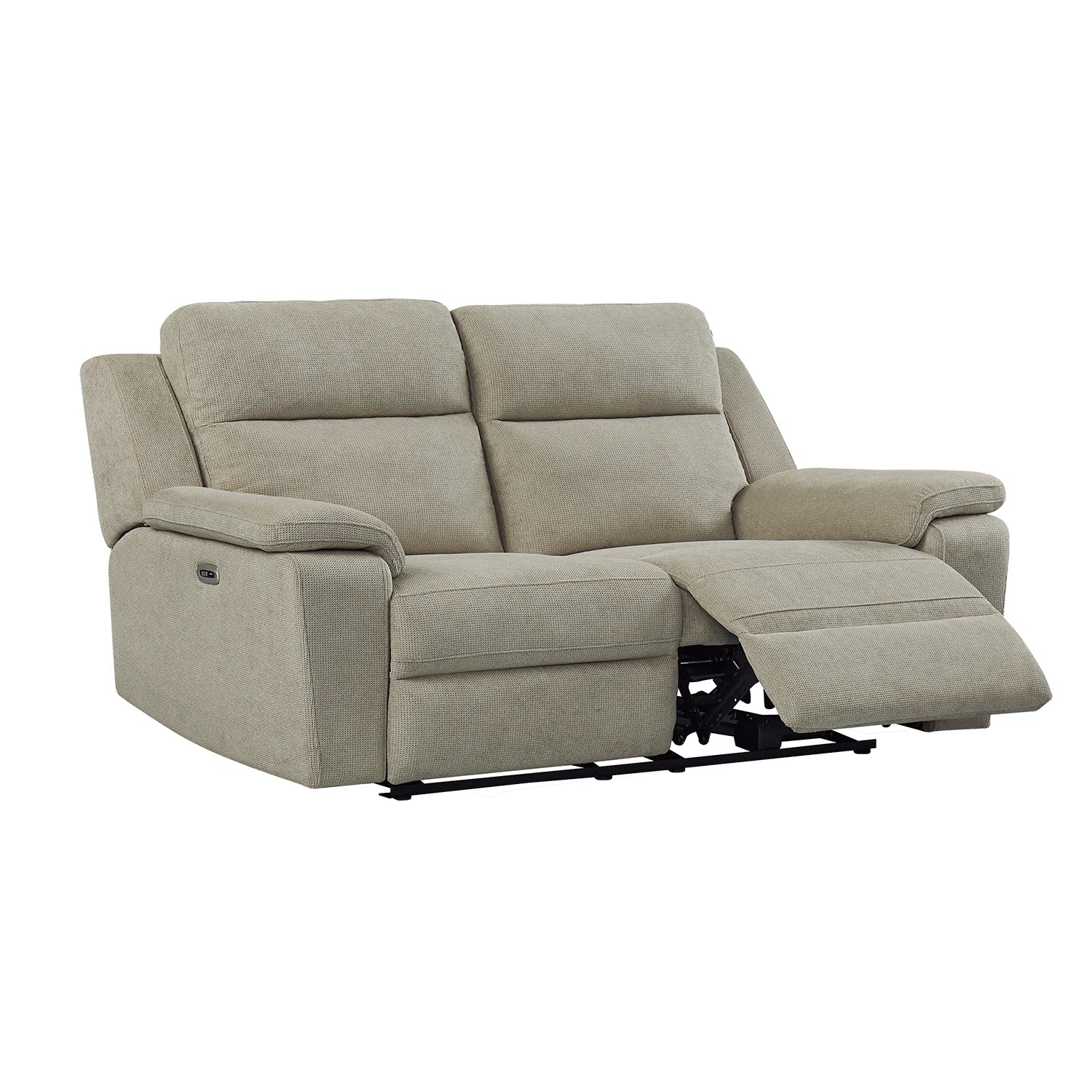 Travis Taupe Fabric 3 Seater Power Recliner Sofa with USB Ports - Pendle Village Furniture
