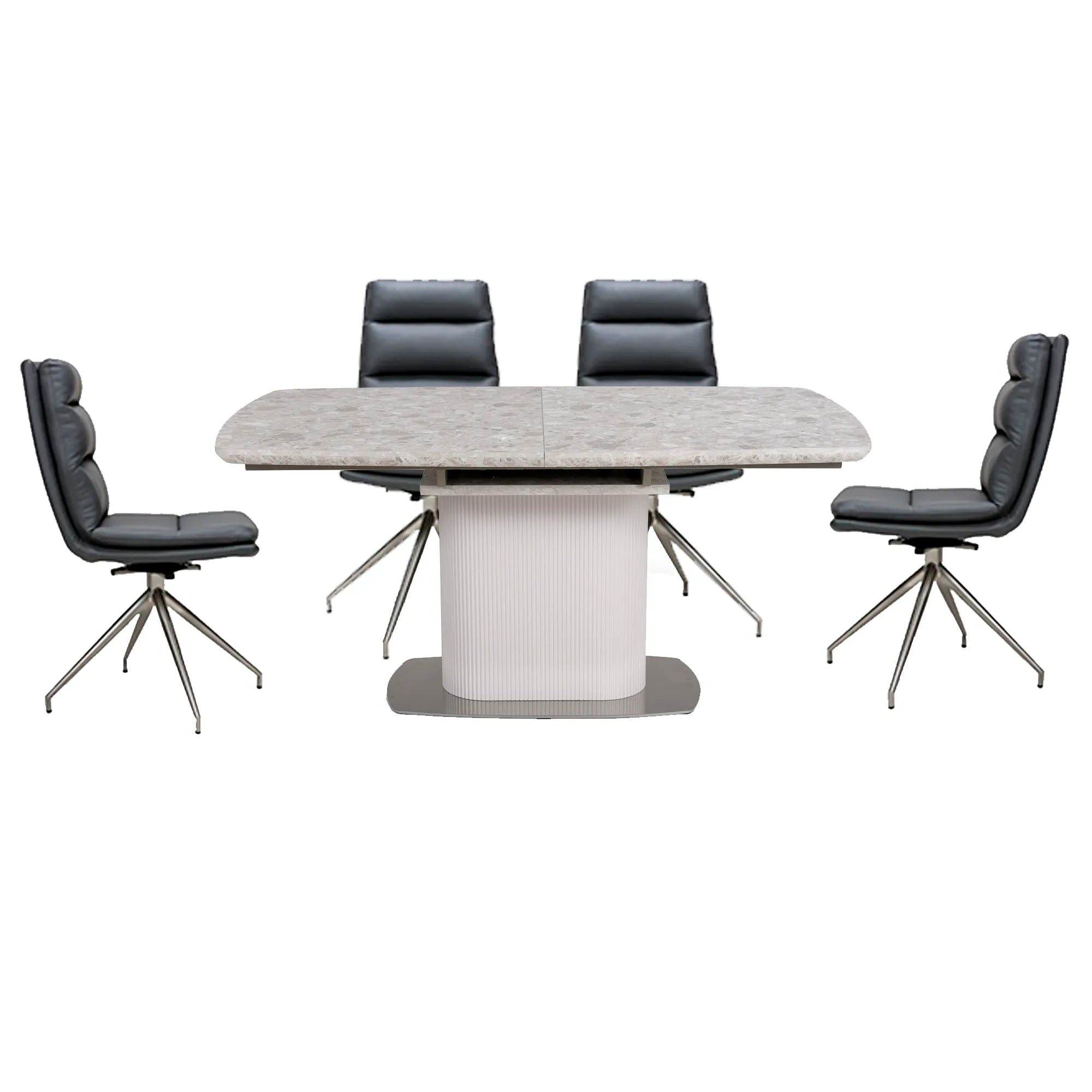 Tamworth Rectangular Extending Dining Table with Nobel Swivel Dining Chairs
