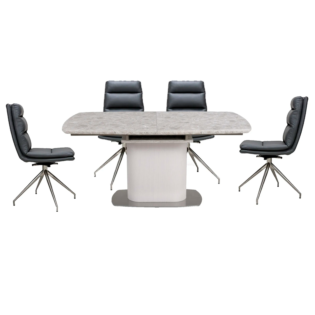 Tamworth Rectangular Extending Dining Table with Nobel Swivel Dining Chairs