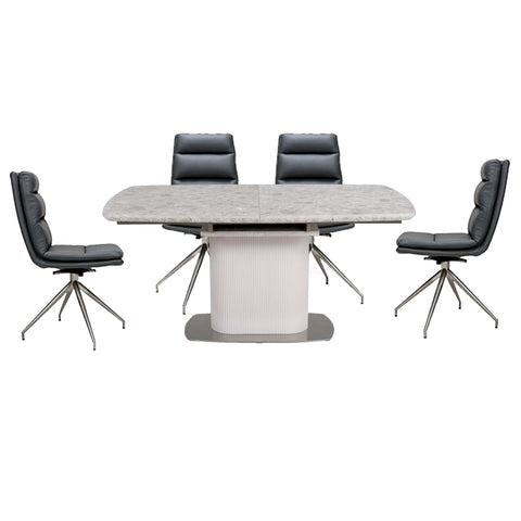 Tamworth Rectangular Extending Dining Table with Nobel Swivel Dining Chairs