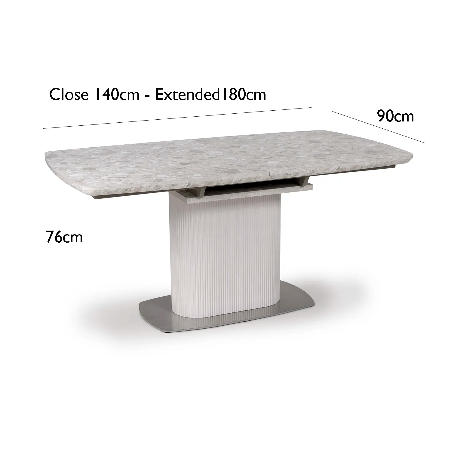 Dimensions of Tamworth Rectangular Extending Dining Table – SmarTops® 1400–1800mm