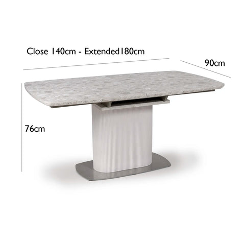 Dimensions of Tamworth Rectangular Extending Dining Table – SmarTops® 1400–1800mm