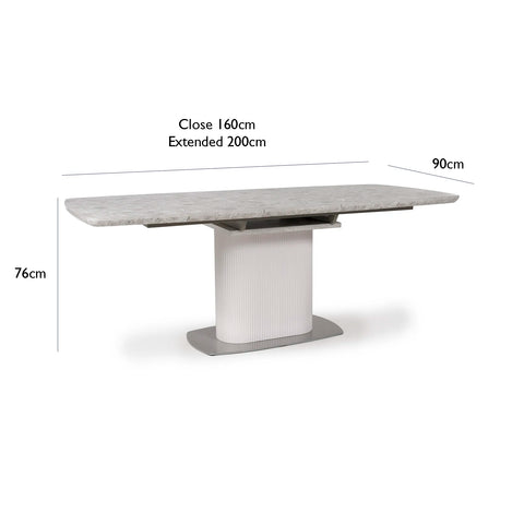 Dimensions of Tamworth Large 160cm Rectangular Extending Dining Table – SmarTops®