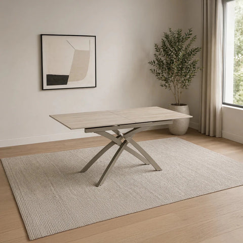 Taunton Travertine Sintered Stone Extending Dining Table
