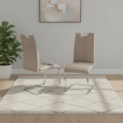 Set of 4 Bianco Faux Leather Taupe Dining Chairs