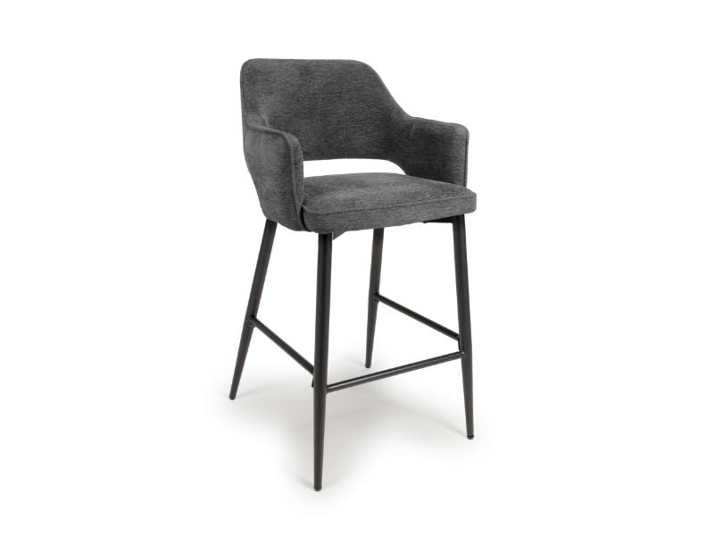 Ted Fabric Dark Grey Bar Chair - Side view