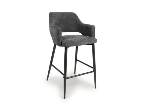 Ted Fabric Dark Grey Bar Chair - Side view