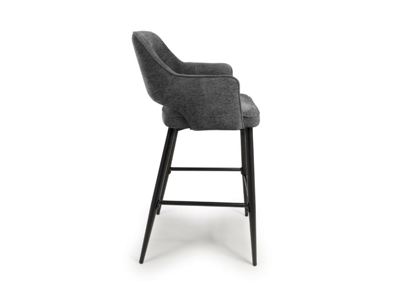 Ted Fabric Dark Grey Bar Chair - Side view