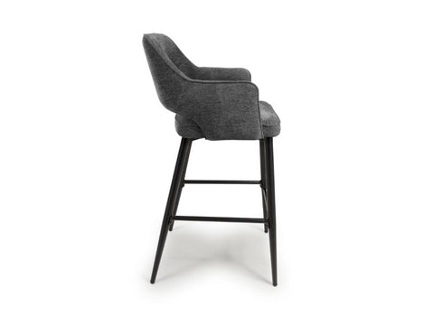 Ted Fabric Dark Grey Bar Chair - Side view