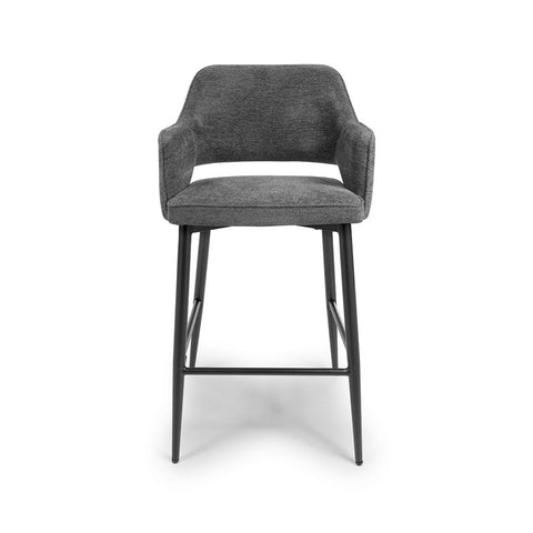 Ted Fabric Dark Grey Bar Chair - Front view