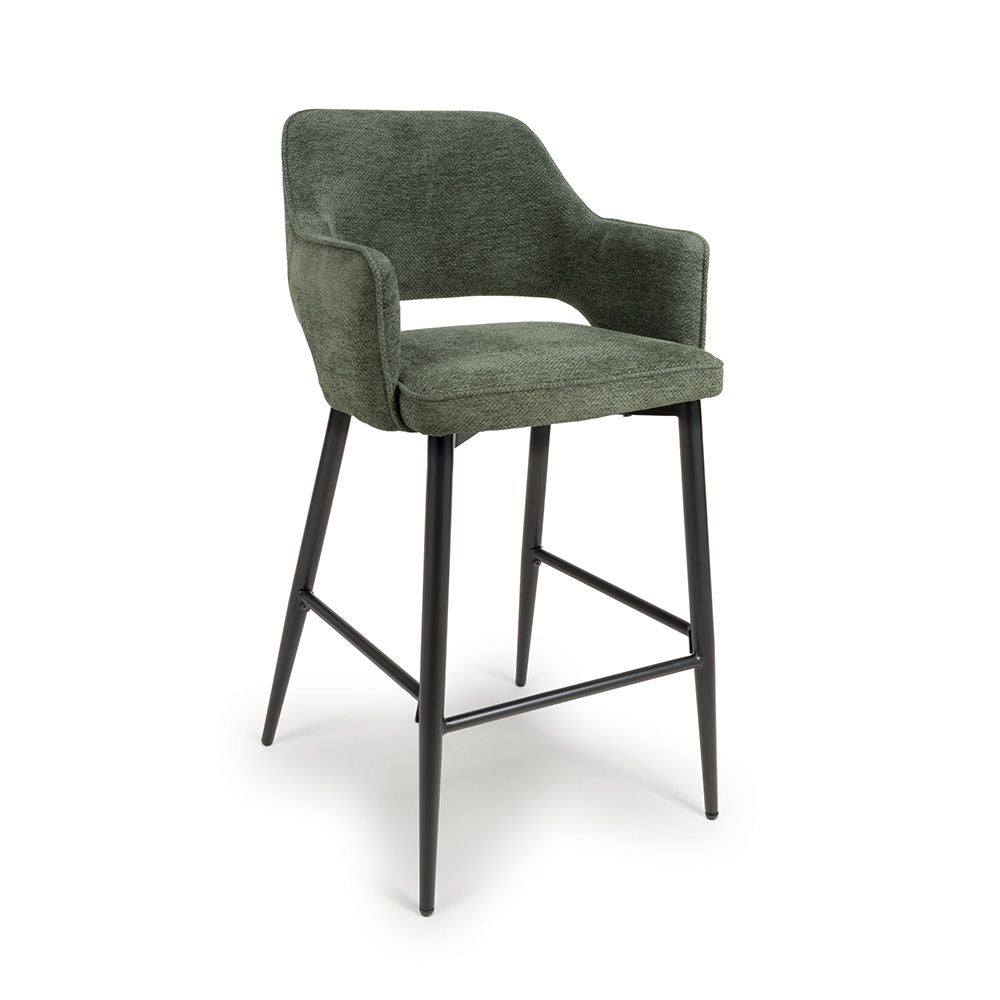 Ted Fabric Green Bar Chair - Side Angle view