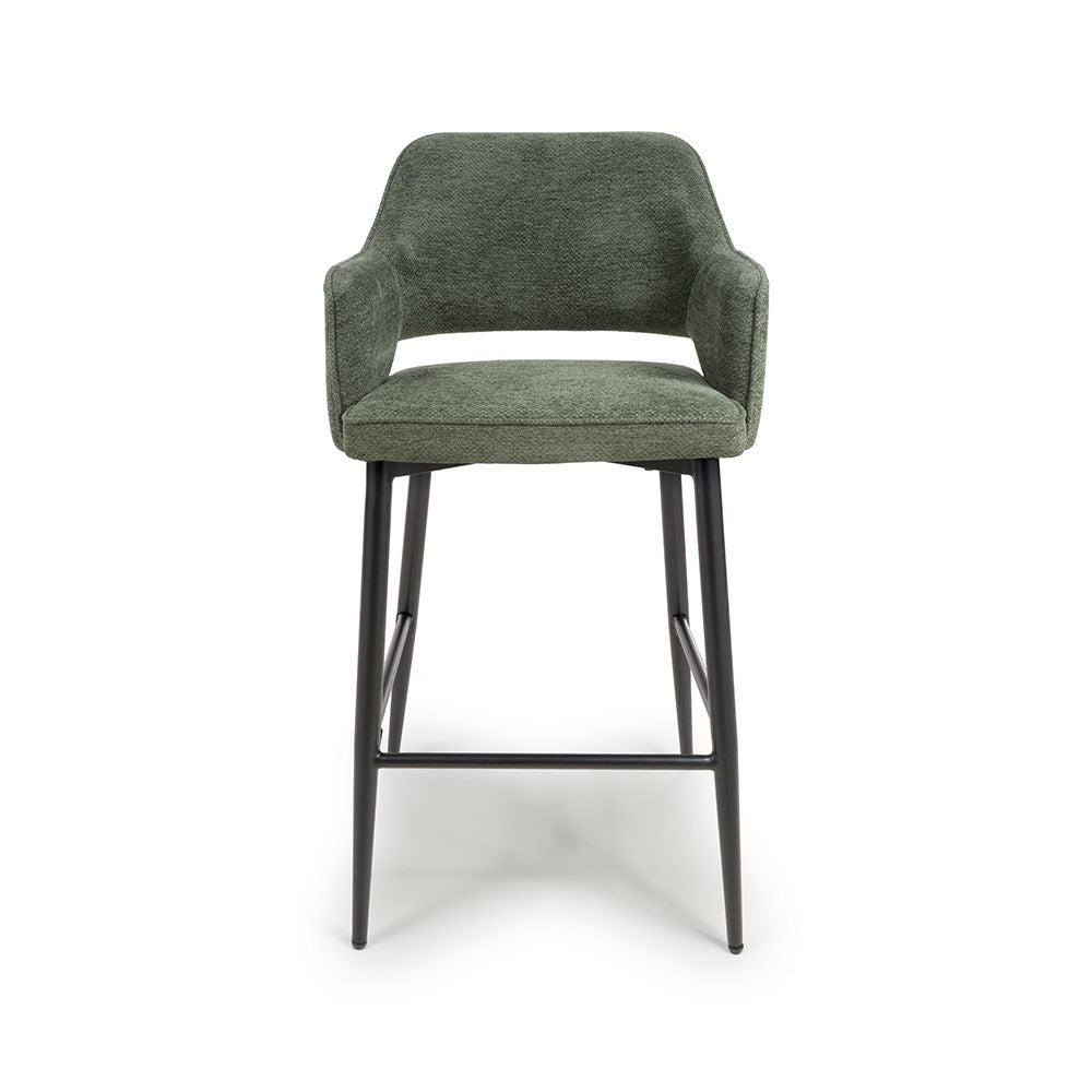 Ted Fabric Green Bar Chair - Front view